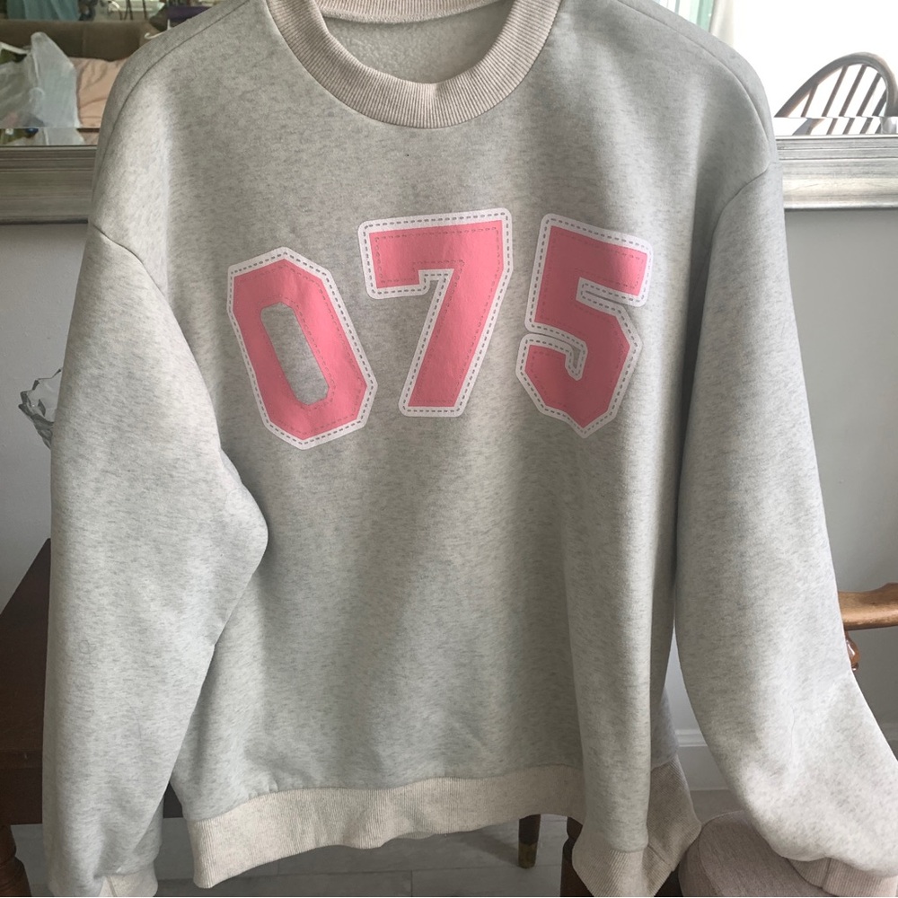 Women’s Gray Sweatshirt with Pink Numbers (Oversized fit)